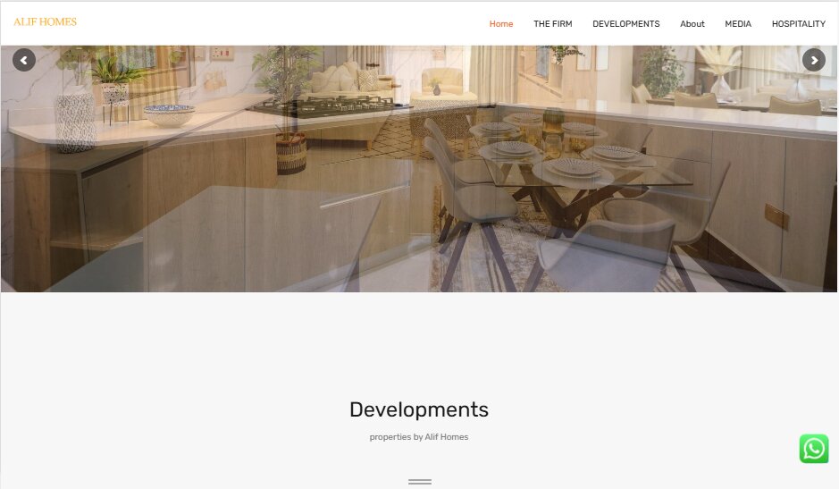 Screenshot of the Alif Homes project